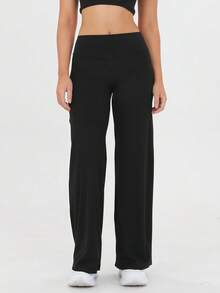 3 Pieces Women's Spring And Summer Loose High Waisted Pants, With Elastic And Loose Design, Slim Fit And Lifting, Highlighting The Waistline, Suitable For Pilates. High Waisted Design, Elastic Fabric Enhances Curves, Retro Street Style. Classic High Waisted Cut, Shaping And Fitting, Loose Silhouette, Showcasing Timeless Elegance. Women's Elegant High Waisted Sports Pants - 彩色 - 查看 5