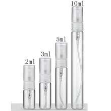 5 piezas Botellas de spray recargables de 5ml/10ml, botellas de perfume compactas y portátiles, ideales para descarga de líquidos, adecuadas para viajes y ocasiones - transparente - Ver 1