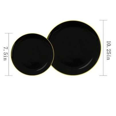 1 Set Elegant Black Rim Ceramic Dinnerware Set, Salad Plate, Hammered Pattern Plate, Suitable For Serving Desserts, Dishes, Steak, Pasta, Cake, Snacks, Fruit Platter