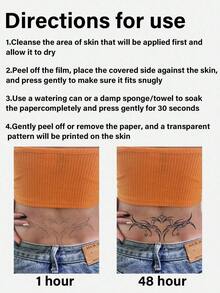 1pc Fashion Simple Henna Tree Leaf, Flower And Vine Hand Art Temporary Tattoo, Safer Can Last 7-14 Days - 黑色 - 查看 8