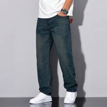Shendy Vendy Men's Slim Pants, Fashion Stretch Skinny Denim Pants, Classic Men's Jeans With Pocket - 深色水洗藍 - 查看 9