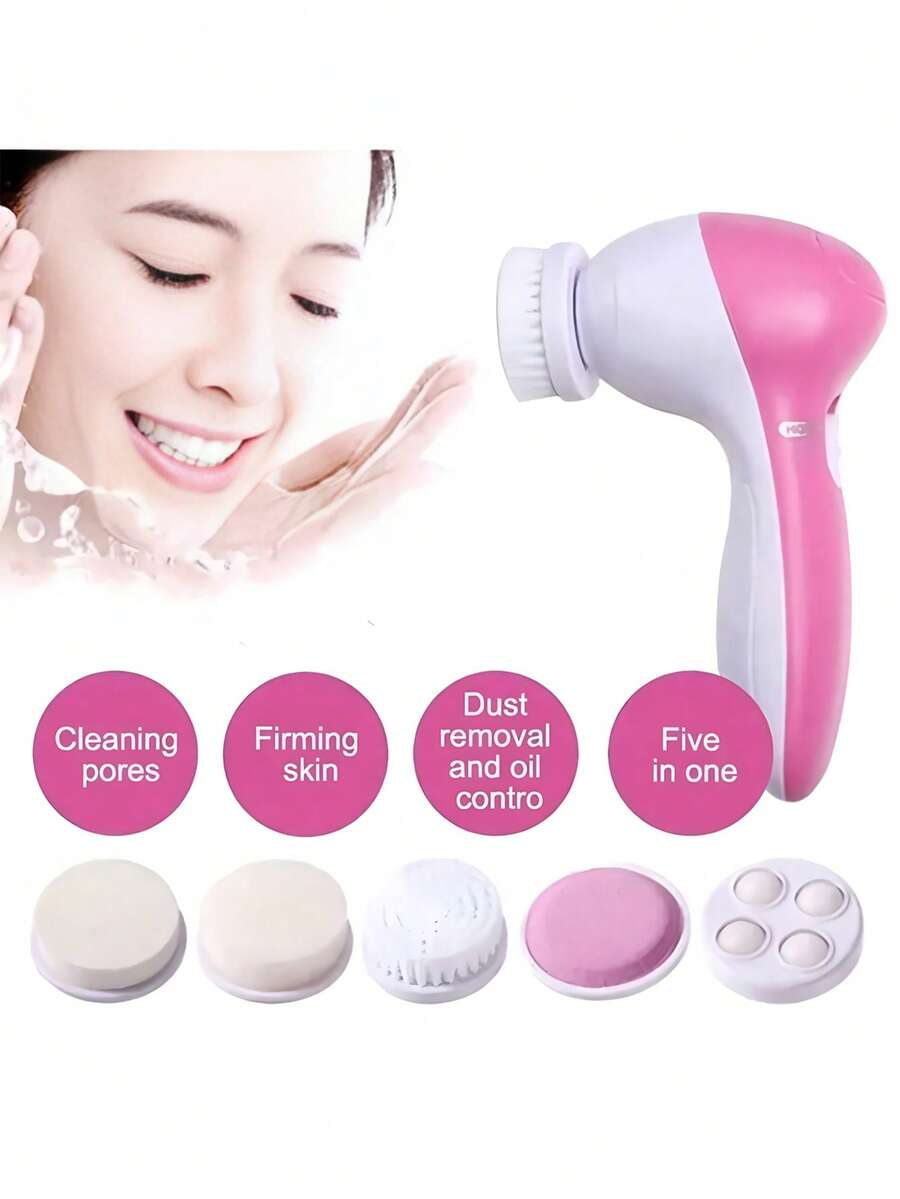 5-In-1 Electric Facial Cleansing Brush, Spa Skin Care Massager, Blackhead Remover Cleansing Tool
