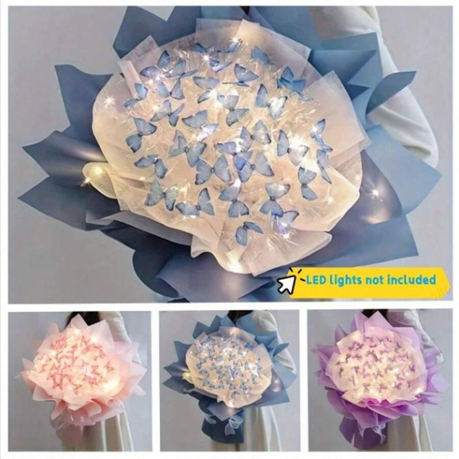 DIY Handmade Materials Package - Butterfly Flower Bouquet Gift (Without String Lights)