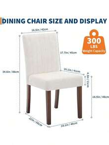 Sillas de comedor tapizada con Tela Duraderas de 2 paquetes, sillas de comedor tapizada con Tela Duraderas de espalda alta clásica con asientos acolchado para Mayor Conforts suaves y piernas de madera resistentes para cocina moderna, sala de estar y uso de café, rayas verticales blancas/grises - Beis - Ver 2