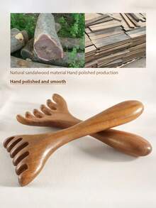 2pcs/3pcs/4pcs Sandalwood Massage Tools Set, Includes Face & Head Massage Scraper, Facial Beauty Massage Stick, Body Massage Board For Muscle Relaxation - Brown - View 3