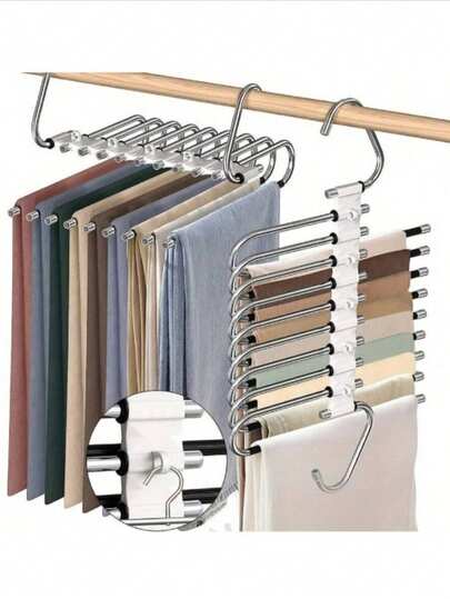 1 قطعة رف شماعة لتعليق البنطلونات موفر للمساحة، منظم خزانة ملابس مناسب للسراويل والبناطيل، ملحق خزانة | تعليق ملابس قوي | رف معدني متين