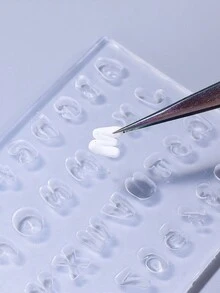 1个可重复使用的字母数字美甲硅胶模具，美甲凝胶印花模板，美甲沙龙用品，美甲配件 - 無色 - 查看 9