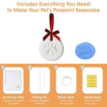 Pet Paw Print & Handprint Clay Kit - Complete DIY Keepsake Set With Bracket, Golden Paint, Brush, Mold Box, Letter Mold & Ribbon For Cat And Dog Owners - White Mud In Aluminum Foil Bags - View 3