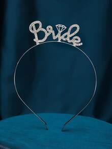 1件简约字母设计新娘婚礼头饰皇冠，优雅公主头箍皇冠，合金水晶皇冠，适合女性，可用于化妆舞会、生日、婚礼摄影等场合 - 銀色 - 查看 5