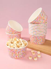 10个彩色糖果造型纸碗，粉色系一次性纸质零食碗，适合婴儿派对、糖果主题生日装饰、婴儿派对装饰、性别揭晓派对用品、粉色糖果主题一周岁生日派对用品、婴儿派对用品、粉色蝴蝶结装饰、粉色女宝宝生日派对装饰 - 糖果 - 查看 3