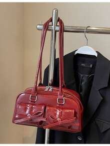 Bolso de mano para mujer, nueva moda primavera/verano, versátil de gran capacidad con múltiples bolsillos, adecuado para festivales de música, fiestas y como regalo - Burdeos - Ver 3