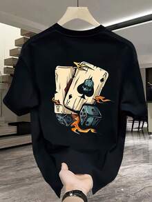 Camiseta de manga corta para hombre de algodón puro de alta calidad con estampado de marca de moda.#Nueva Camiseta Holgada de Verano, Talla Grande, Casual y Versátil - Negro - Ver 1