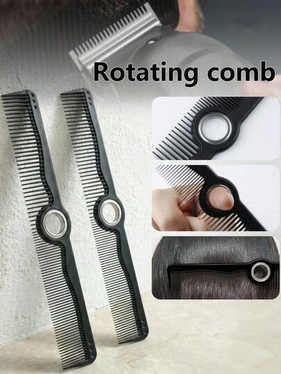 360° Rotating Hairdressing Comb, Barber Salon Styling Tool, Wide Teeth Double-Sided Bearing Swivel Comb, Anti-Static Easy Gliding Hair Brush