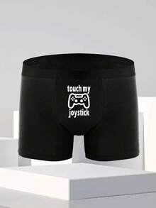 Quần lót nam màu đen in chữ hình tay cầm chơi game, co giãn, thoải mái, thích hợp mặc hàng ngày. - màu đen - Xem 1