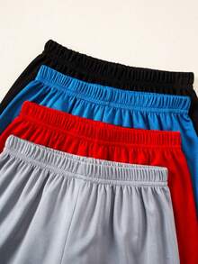4pcs Boys' Summer Shorts Set, Quick-Dry Breathable Soccer Sports Style Shorts, Suitable For Running, Sports, Casual, Vacation - Multicolor - View 4