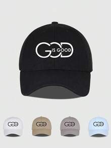 1pc God Is Good Printed Soft-Top Baseball Cap, Solid Color Minimalist Fashion Adjustable Breathable Comfortable Snapback Hat, Suitable For Spring/Summer, Casual, Work, School, Christian - God Is Good - 查看 1