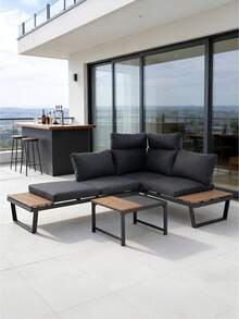 一套/两件套黑色/灰色沙发，多人沙发，易于组装，节省空间，适用于家庭、室内、办公室和花园 - 彩色 - 查看 1