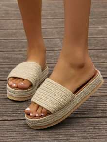 New Thick-Sole Sandals For Women, Summer Fashion Vacation Style, Casual Beach Daily Wear - Beige - View 5