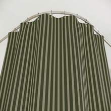Green Stripes Shower Curtain, Modern Farmhouse Bathroom Decor, Japandi Minimalist Fabric Curtain, Elegant Neutral Stripe Design G7CS - A - View 2