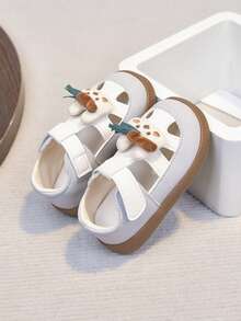 1双镂空3D兔子花朵魔术贴软底婴儿凉鞋 - 灰色 - 查看 8