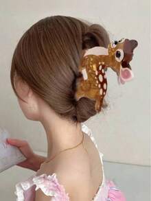 1pc Creative New Cartoon Animal Claw Clip, Versatile Acrylic Cute Deer Hair Clip, Stylish Hair Accessory - Multicolor - View 1
