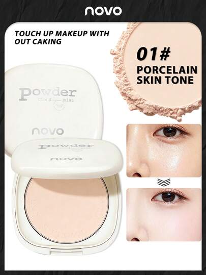 NOVO 控油定妆粉饼，防水防汗，持久妆效，多用途散粉，可缩小毛孔并定妆，适合初学者、化妆师、送礼、化妆品品牌、美容、派对、角色扮演、高级化妆、氛围营造。