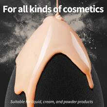 Portable Black Teardrop Makeup Sponge, Latex-Free Wet & Dry B Eauty Blender, Doubles In Size When Wet For Flawless Makeup Application - màu đen - Xem 5