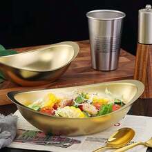 创意元宝碗 304不锈钢韩式小吃碗 烹饪碗 加厚金色水果碗 甜点碗 船形沙拉碗 - 彩色 - 查看 7