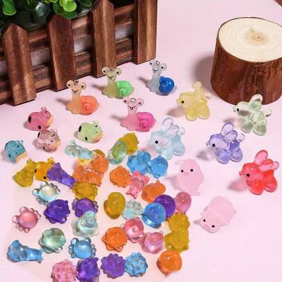 Glow-In-The-Dark Animal Sculptures Shining In The Dark - Duck, Crab, Frog, Rabbit, Resin Decor For Garden, Party, Miniature Landscape, Aquarium And Dolls Without Power Required