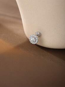 1 chiếc khuyên tai sụn tai bằng bạc sterling 925 tinh tế, đính đá Moissanite, kiểu dáng phẳng, không gây dị ứng, thích hợp làm quà tặng cho nữ và bé gái, phù hợp để đeo hàng ngày, dự tiệc, đám cưới. - Bạc - Xem 3