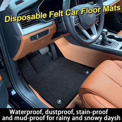 Bộ 4 thảm nỉ trải sàn ô tô, dùng một lần, cỡ lớn, chống thấm nước, chống trơn trượt, chống bám bẩn, phù hợp với mọi loại xe.