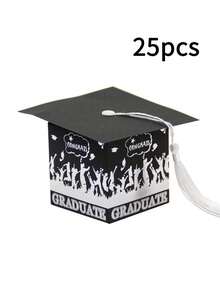 25 piezas Caja de regalo con borla de birrete de graduación, Birrete doctoral con lámina dorada GRADUATE, Recuerdos de fiesta de graduación, Adecuado para regreso a clases, temporada de graduación, ceremonia de promoción - Caja de regalo con dibujos animados - Ver 12