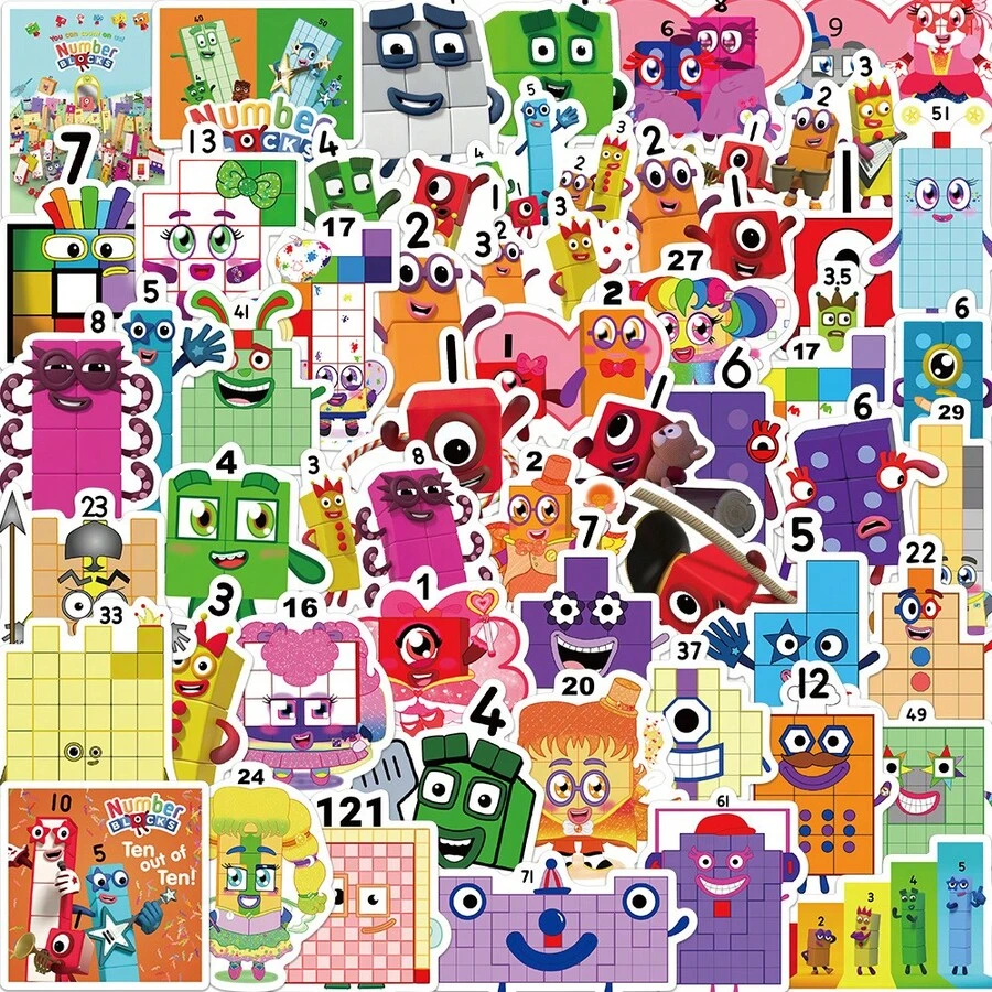 50pcs Number Blocks English Educational Stickers, Aesthetic Stickers With Dreamy Elements, Graffiti, Y2K Urban Aesthetic, Suitable As Humorous And Fun Gifts, Including 80s And 90s Cartoon Stickers, Applicable For Scrapbooks, Envelopes, Water Bottles, Computers, Laptops, Phones, Luggage, Notebooks, Refrigerators, Holiday Parties, Christmas Decorations, New Year Decorations, Winter Decorations - Multicolor - View 1