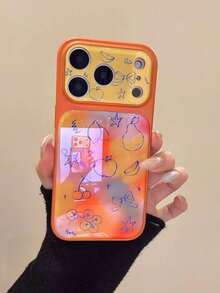 Summer Ins Niche Orange Gradient Line Fruit Pattern Phone Case Compatible With Iphone 17 Pro Max, 16 Pro New, 14 Pro, 15 Pro, Creative Full-Covered Anti-Fall Phone Cover - Orange - View 3