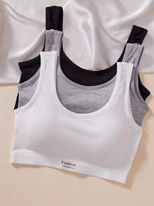 3 Set Bra Tanpa Kawat Wanita Warna Polos Model U-Back, Minimalis, Nyaman, Menyerap Guncangan, Tahan Lama, Cocok untuk Pemakaian Sehari-hari di Dalam Ruangan dan Olahraga Kasual - MultiWarna - View 4