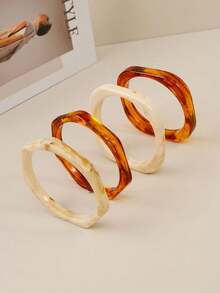 Pulseras de bangle redondas de acrílico elegantes y retro para mujeres, de diseño simple, adecuadas para uso casual y ocasiones - Multicolor - Ver 12