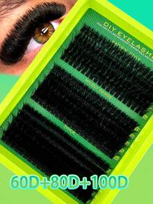 High Quality 295pcs D-Curl 10-18mm Mixed False Eyelashes, DIY Eyelash Extension, Soft & Fluffy 3D Natural Look Eyelash, Green Base Card, Easy DIY Lashes At Home, 8D 80D 100D 60D Natural Eyelash Extension Clusters - D - View 7