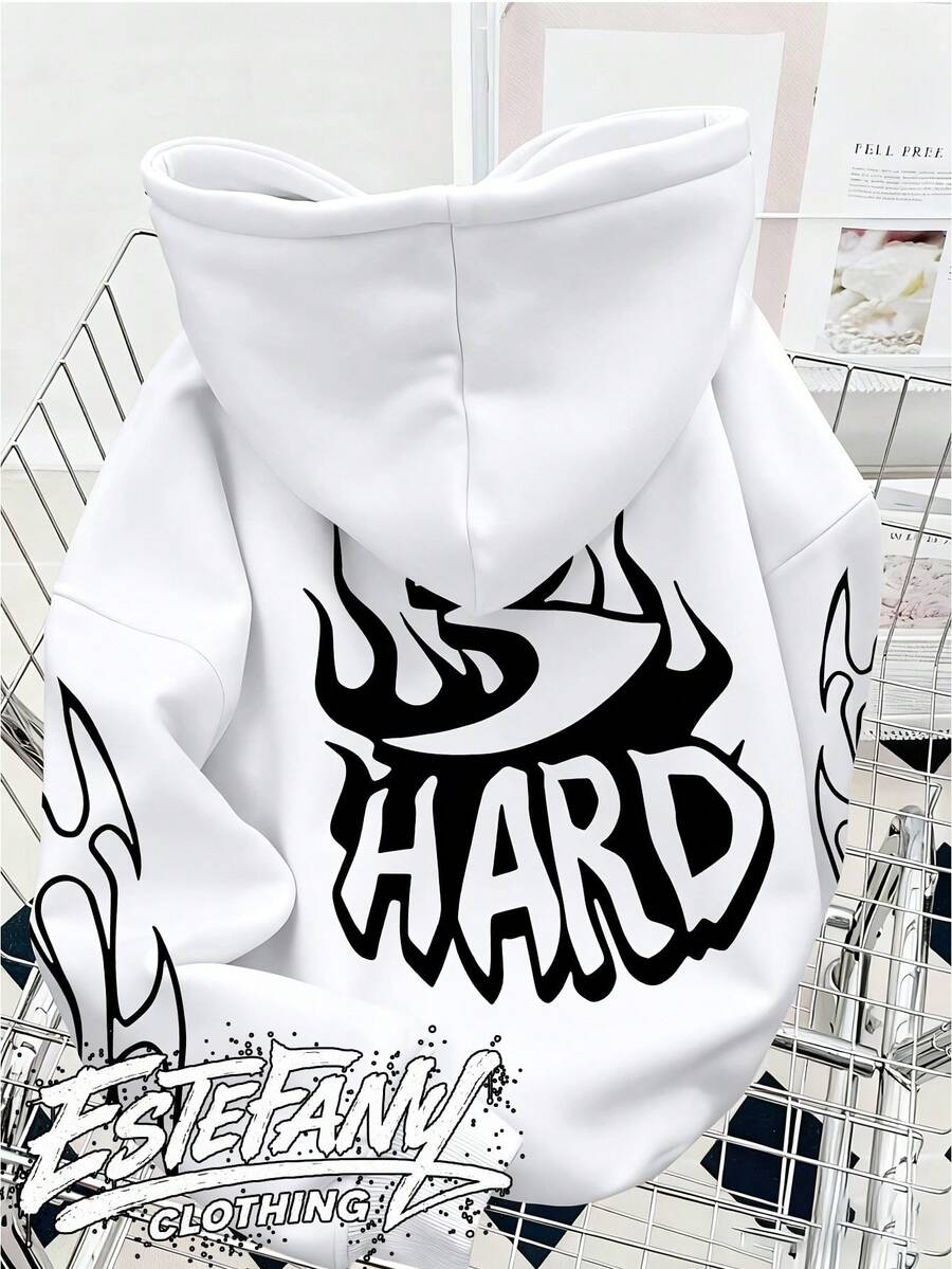 Street Style Drip Hard Fire Sweatshirt, Street Art, Hip Hop, Unisex, Men's And Women's, 100% Cotton, Premium Top Streetwear, New Release, Immediate Shipping, Various Colors!! - 白色 - 查看 1