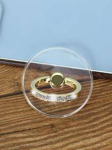 1pc Transparent Rhinestone Circular Ring Phone Holder, Adhesive Slouchy Phone Stand, Multi-Color - Multicolor - View 14