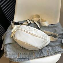Bolso de pecho de nailon minimalista y versátil, nueva riñonera casual cruzada, bolso bandolera pequeño y ligero para el transporte diario para mujeres - Blanco - Ver 10