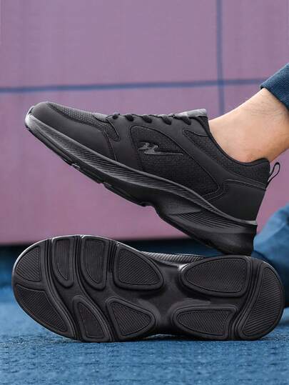 STARNOVO 2026春秋新款男士白色运动鞋，黑色网面透气跑步鞋，轻便软底旅行休闲黑色运动鞋，轻便防滑软底透气网面男士休闲运动鞋