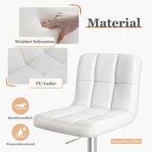 DUMOS Barhocker 2er Set, Moderner Stil Barstuhl Höhenverstellbar 60-80, Metallbeine Bar Hocker, Hocker küche, Hoch Barhocker mit Lehne, Geeignet für Bar, Küche und Wohnzimmer Bar Stool (Weiß) 3QXN - 2er-Set Weiß - Übersicht 3