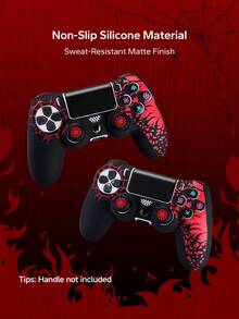 Funda protectora de silicona para control de PlayStation4, diseño de telaraña de estilo esports, incluye tapa para palanca, antideslizante, antisuor, de goma suave, ajuste perfecto para controlador /Slim/Pro, accesorios de juego para jugadores, antideslizante, antisuor, antipolvo, anti-arañazos, mejora el agarre, mejora la experiencia de juego, regalo romántico para el Día de San Valentín/Primavera - Multicolor - Ver 3