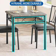 Conjunto de mesa de comedor de cocina de 5 piezas Muebles, mesa y sillas Conjunto de 4 personas, marco de metal Mesa rectangular moderna de madera con / sin sillas tapizadas para pequeño espacio comedor, comedor - Sillas tapizadas grises - Ver 6