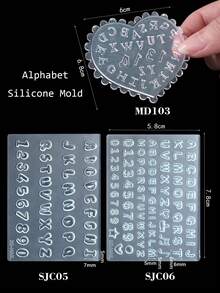 1个可重复使用的字母数字美甲硅胶模具，美甲凝胶印花模板，美甲沙龙用品，美甲配件 - 無色 - 查看 2