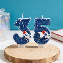 1 peça/2 peças Velas Numéricas Criativas de 0 a 9, Design de Laço Rosa e Foguete Espacial Azul Escuro, Adequado para Meninos e Meninas, Velas Decorativas para Bolos, Velas para Festas Temáticas, Ideal para Aniversários de Crianças, Aniversários e Chás de Bebê - Arco/Foguete - Visão 25