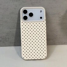 1pc Full Screen Polka Dot Pattern Litchi Texture TPU Phone Case, Compatible With Apple 17 16 15 14 13 12 11 Plus Pro Max Series, Personalized INS Style Protective Cover, Minimalist Fashion Cute Picture, Simplistic Stylish Protection - Multicolor - View 5