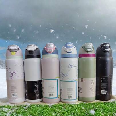 Owal-A 32oz Stainless Steel Insulated Water Bottle - Leak-Proof Sports Water Bottle With Dual-Function Spout Lid, Flip-Up Straw And Wide Mouth, Keeps Drinks Cold For 24 Hours, Suitable For Fitness, Travel And Daily Use