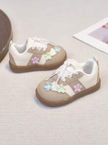 1双婴儿鞋，软底碎花图案幼儿鞋，带魔术贴，春秋季 - 卡其色 - 查看 5