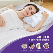 Juego de 4 almohadas refrescantes almohadas de espuma viscoelástica triturada con cierre firmeza ajustable para dormir almohada fría fría y caliente para dormir de lado 20 x 30 - Cubierta azul refrigerante - Ver 7